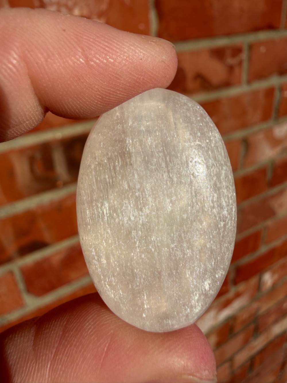 Polished White Selenite Cabochon